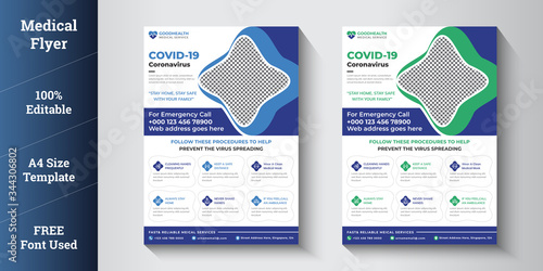 Coronavirus COVID-19 medical health flyer template