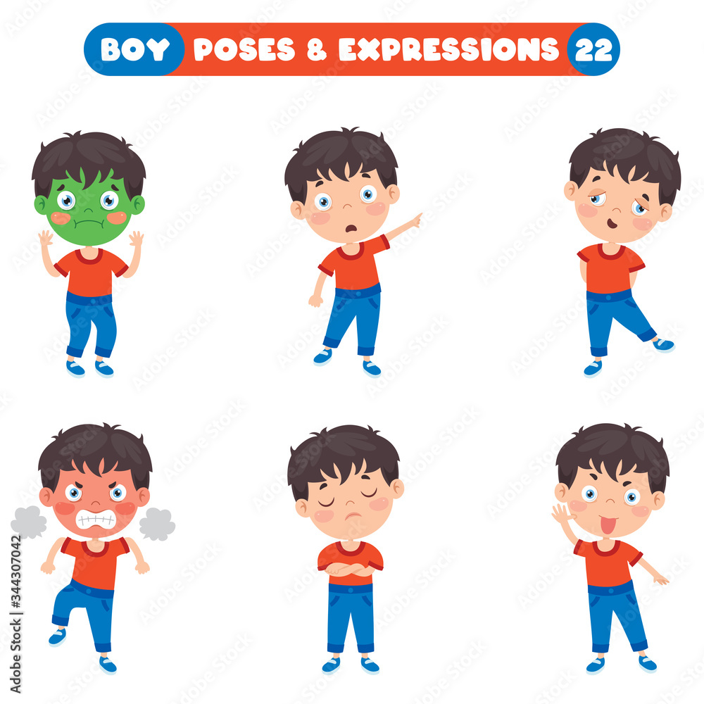Poses And Expressions Of A Funny Boy Poses And Expressions Of A Funny Boy