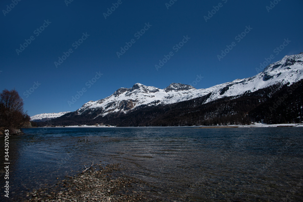 Silvaplana lake in Engadine in Switzerland.