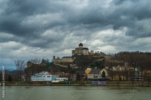 Panorama of Trencin with view on Trencin Castle, Slovakia