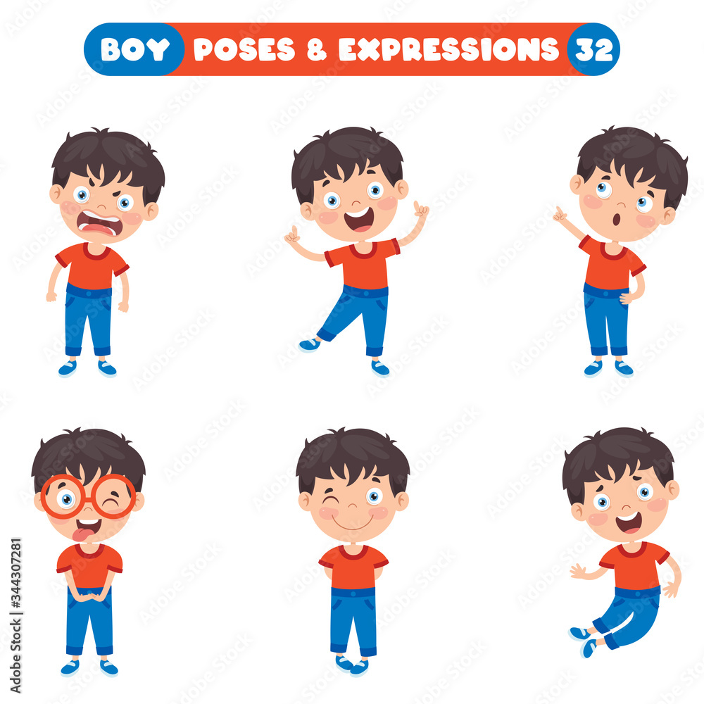 Poses And Expressions Of A Funny Boy Poses And Expressions Of A Funny Boy