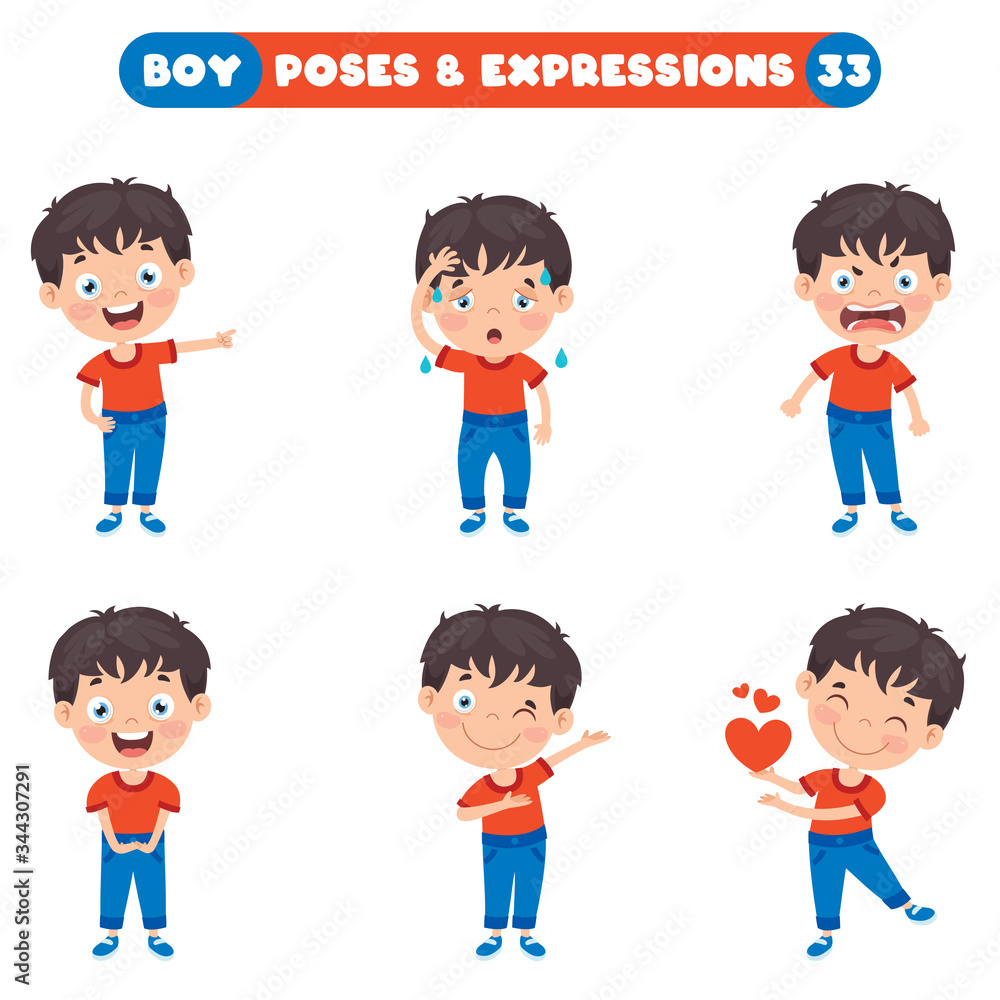 Poses And Expressions Of A Funny Boy