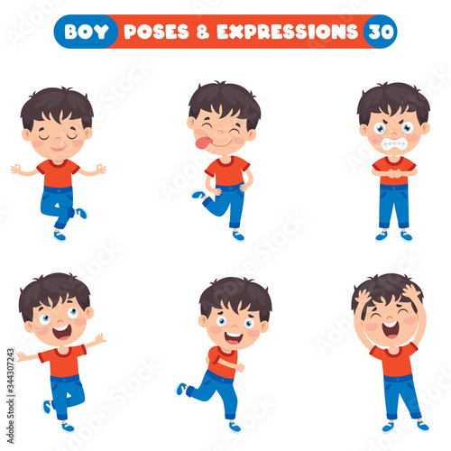 Poses And Expressions Of A Funny Boy