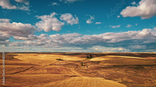 Clouds over Grass Desert Western Washington State  Aerial Drone Photo 