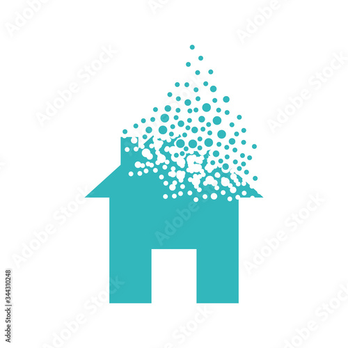 House dispersing into a cloud of bubbles