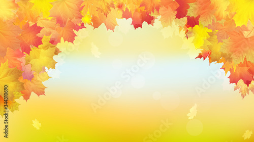 Falling golden autumn maple leaves. Vector