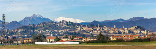 Panoramic view of the historic center of Bergamo, Italy
