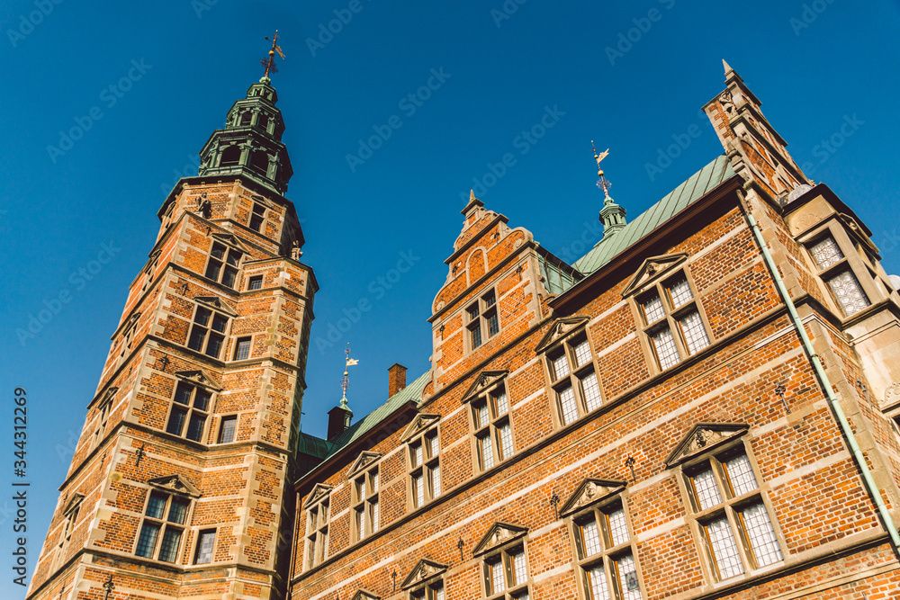 The Rosenborg Castle in Copenhagen, Denmark on winter sunny day. Dutch Renaissance style. Rosenborg is the former residence of Danish kings, built on the orders of King Christian IV