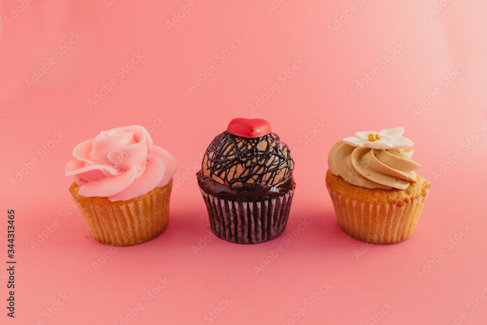 cupcakes with pink background