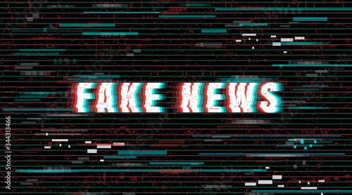 Fake News in a distorted glitch style. Vector illustration.