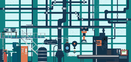 Vector of equipment and piping inside of an industrial power plant