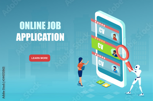 Vector of automated online job application and best candidate preselection for job.