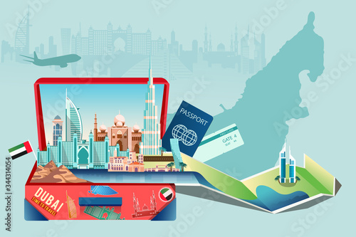 Business travel and tourism to Dubai concept.