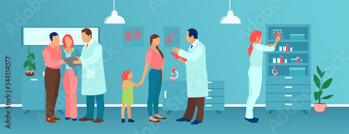 Vector of medical doctors giving consultations to patients