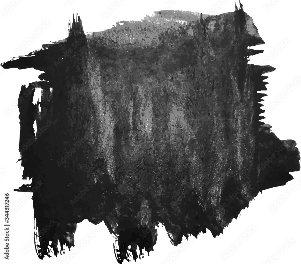 Abstract black watercolor hand paint texture, isolated on white background, watercolor textured backdrop, watercolor drop, traced, vector eps 10