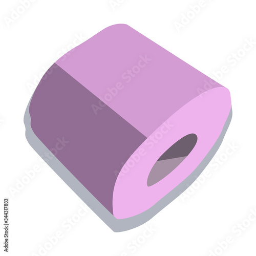 Toilet paper purple Vector isometric simple illustration on a white background.