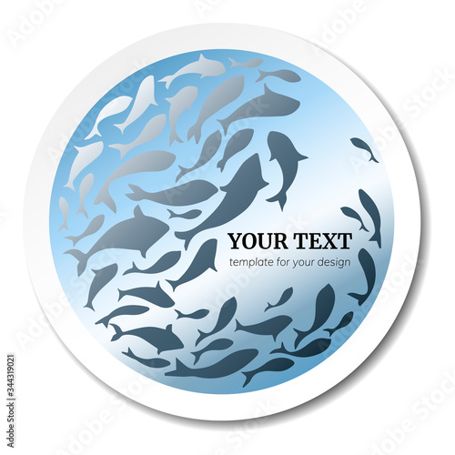 Fish label design template. Fish logo design  for fish merchant or seafood restaurant. Vector illustration.
