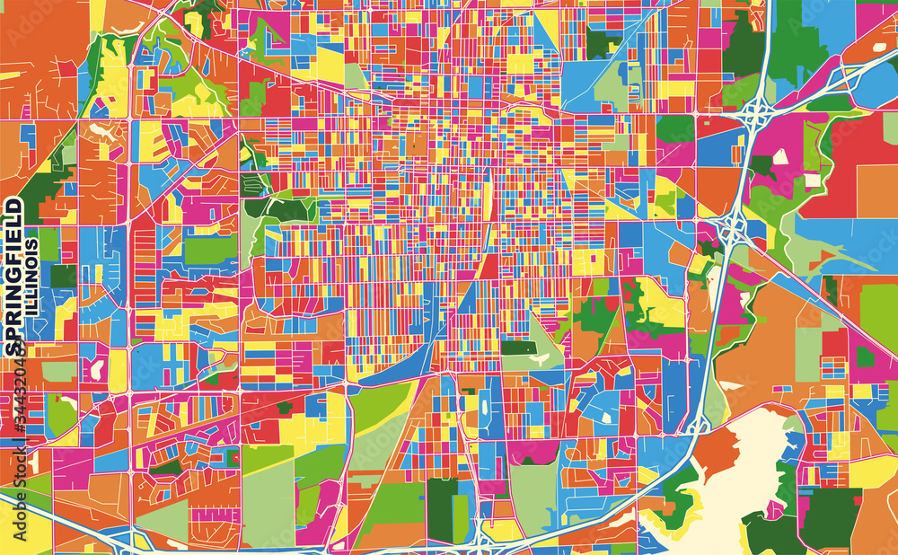 Springfield, Illinois, USA, colorful vector map