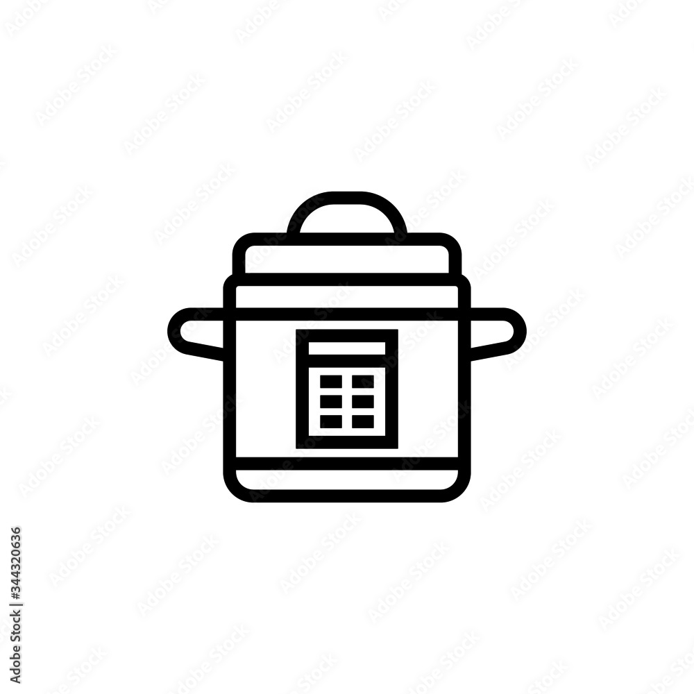 Pressure cooker vector icon in lineout, linear style isolated on white background Pressure cooker vector icon in lineout, linear style isolated on white background