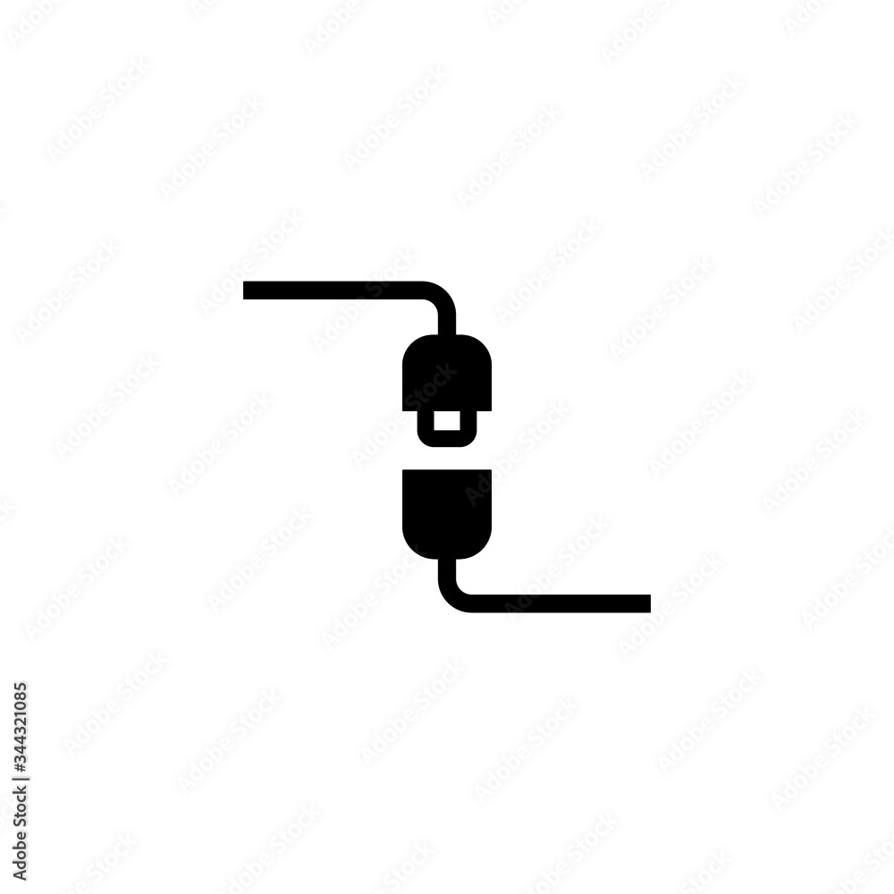Connector vector icon in black solid flat isolated on white background Connector vector icon in black solid flat isolated on white background