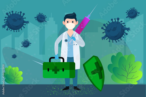 Corona virus and Doctor hulk