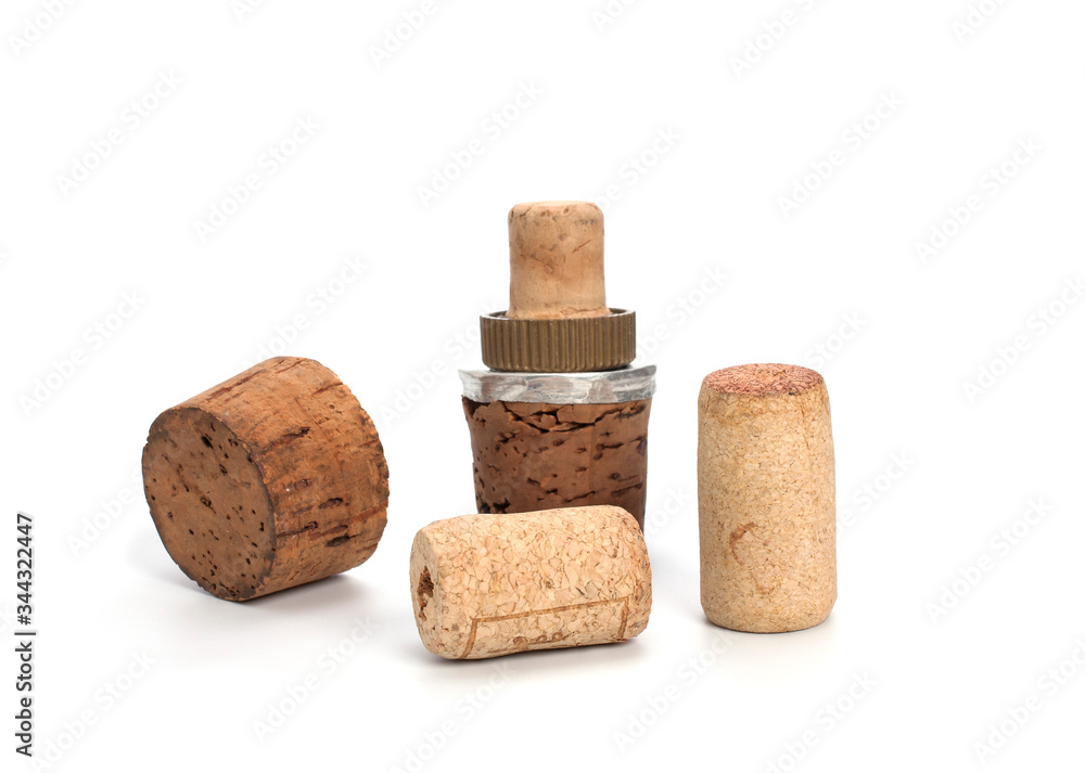 Old bottle cork on a white background