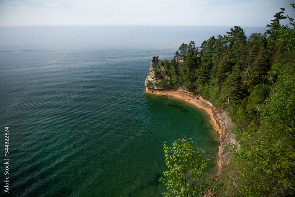 view of the lake from the cliff