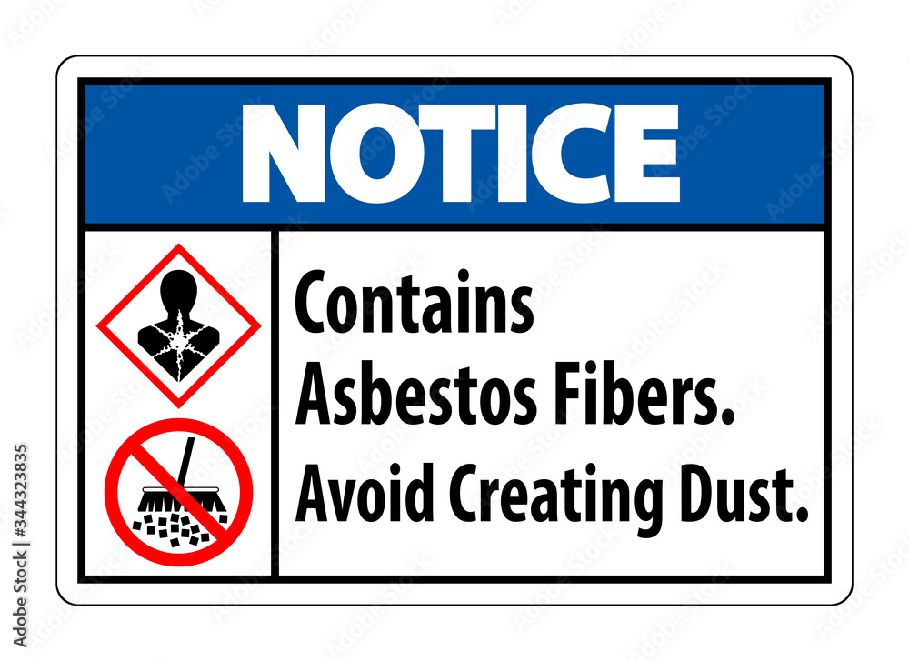 Fototapeta premium Notice Label Contains Asbestos Fibers,Avoid Creating Dust