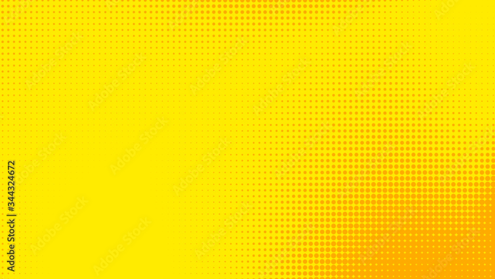 Dots halftone yellow orange color pattern gradient texture with technology digital background. Dots pop art comics with summer background.