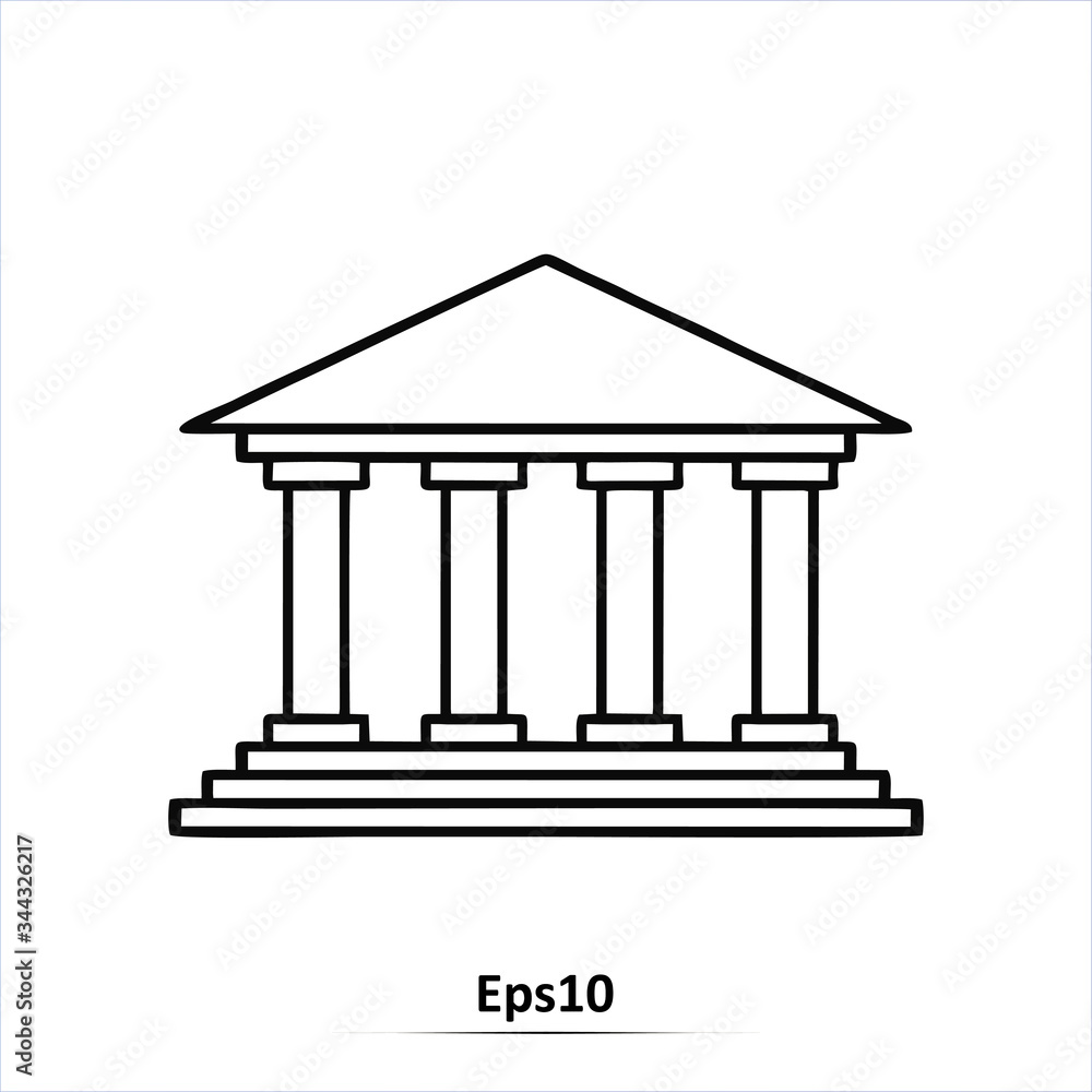 Bank Icon. Outline Vector Illustration. Eps10