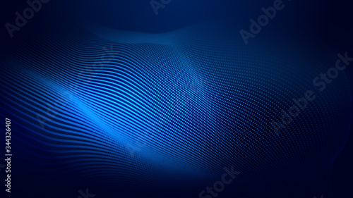 Dot blue wave light screen gradient texture background. Abstract ai technology big data digital background. 3d rendering.