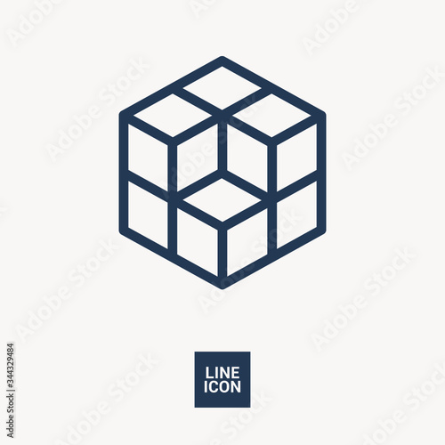 cube isolated minimal icon. logical graph line vector icon for websites and mobile minimalistic flat design.