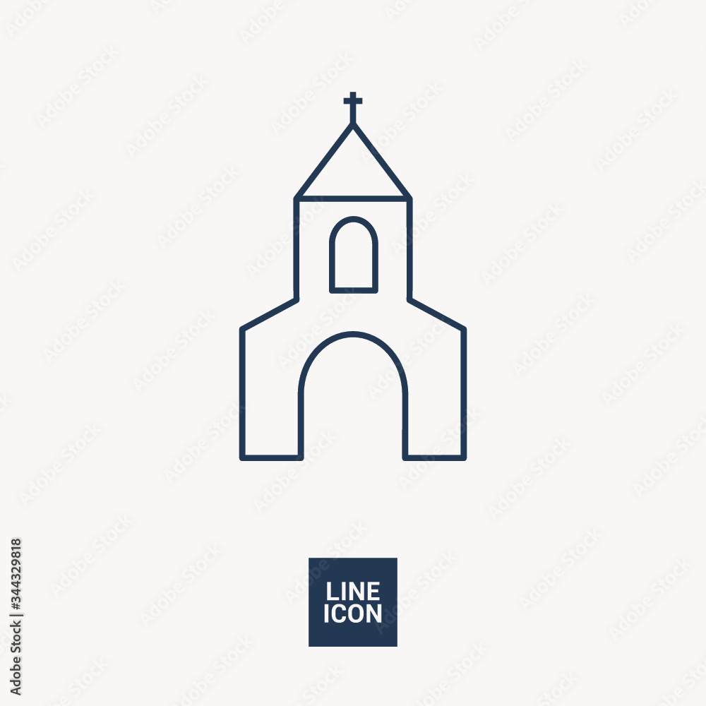 Church isolated minimal single flat icon. Religion vector icon for websites and mobile minimalistic flat design.