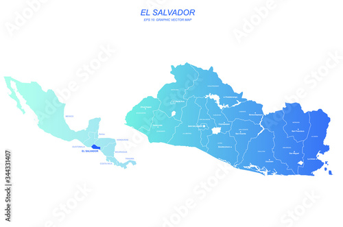 el salvador map. country ve...