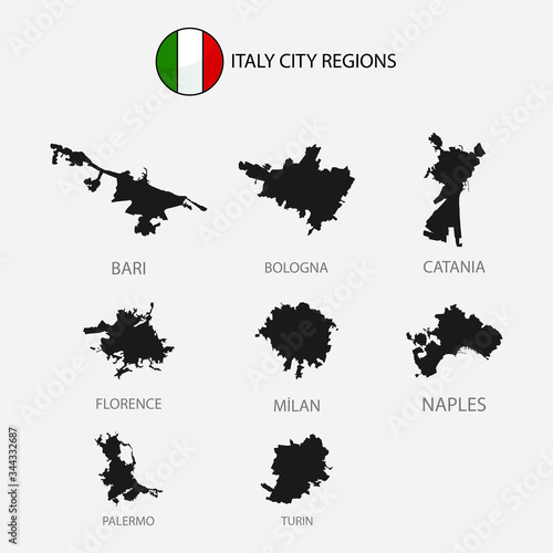 Map of Italy regions graphic element Illustration template design
