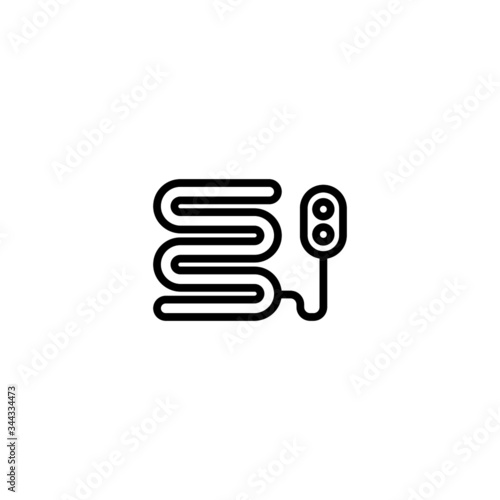 Electric blanket vector icon in linear, outline icon isolated on white background