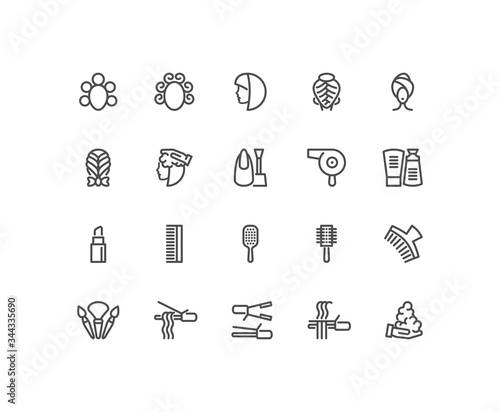 Twenty hair style salon icons isolated on white background. Emoji and avatars flat style set.
