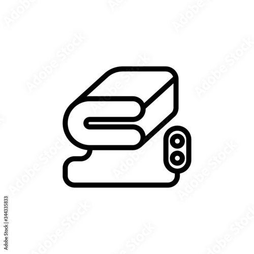 Electric blanket vector icon in linear, outline icon isolated on white background