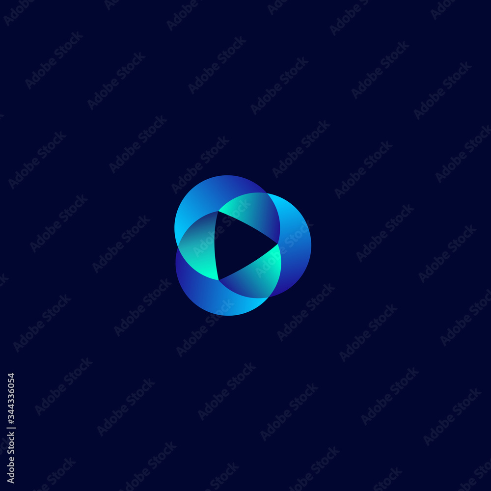 abstract circle 3D media play icon logo vector design template concept. isolated on white background abstract circle 3D media play icon logo vector design template concept. isolated on white background