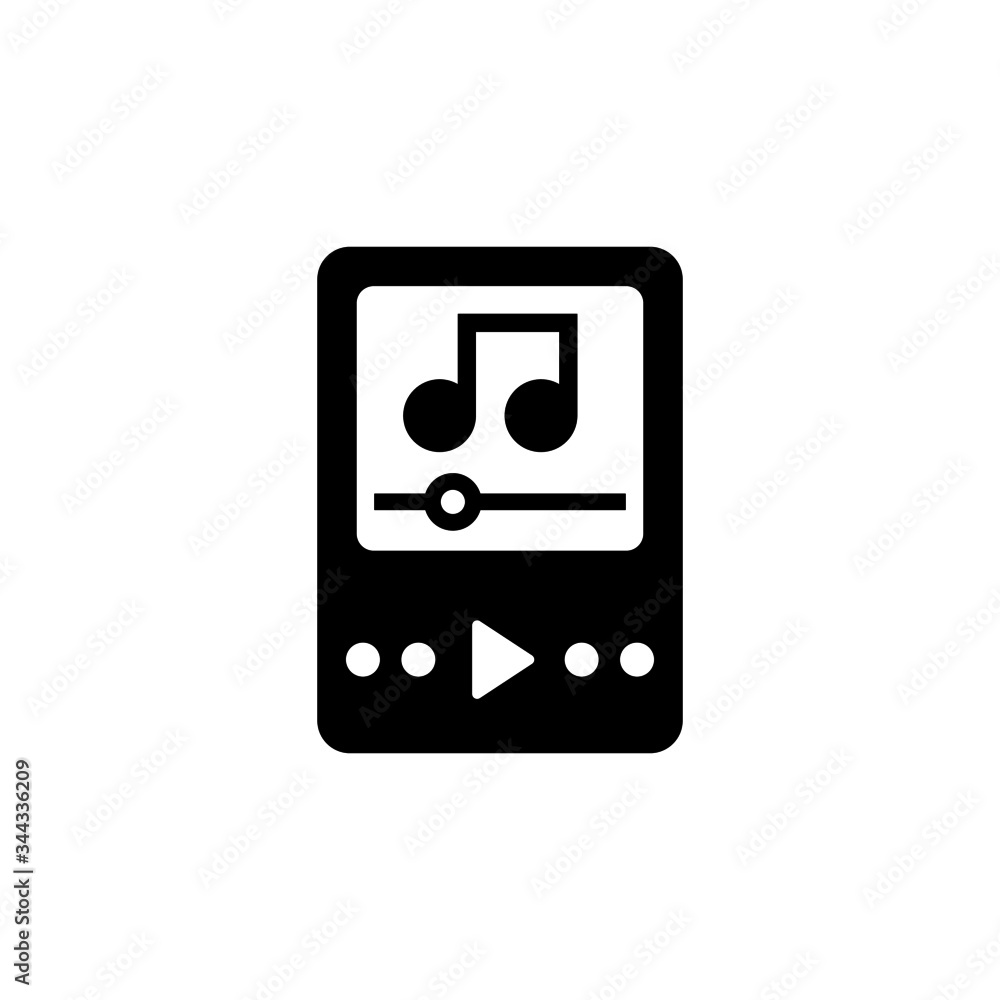 Music player vector icon in black solid flat design icon isolated on white background Music player vector icon in black solid flat design icon isolated on white background