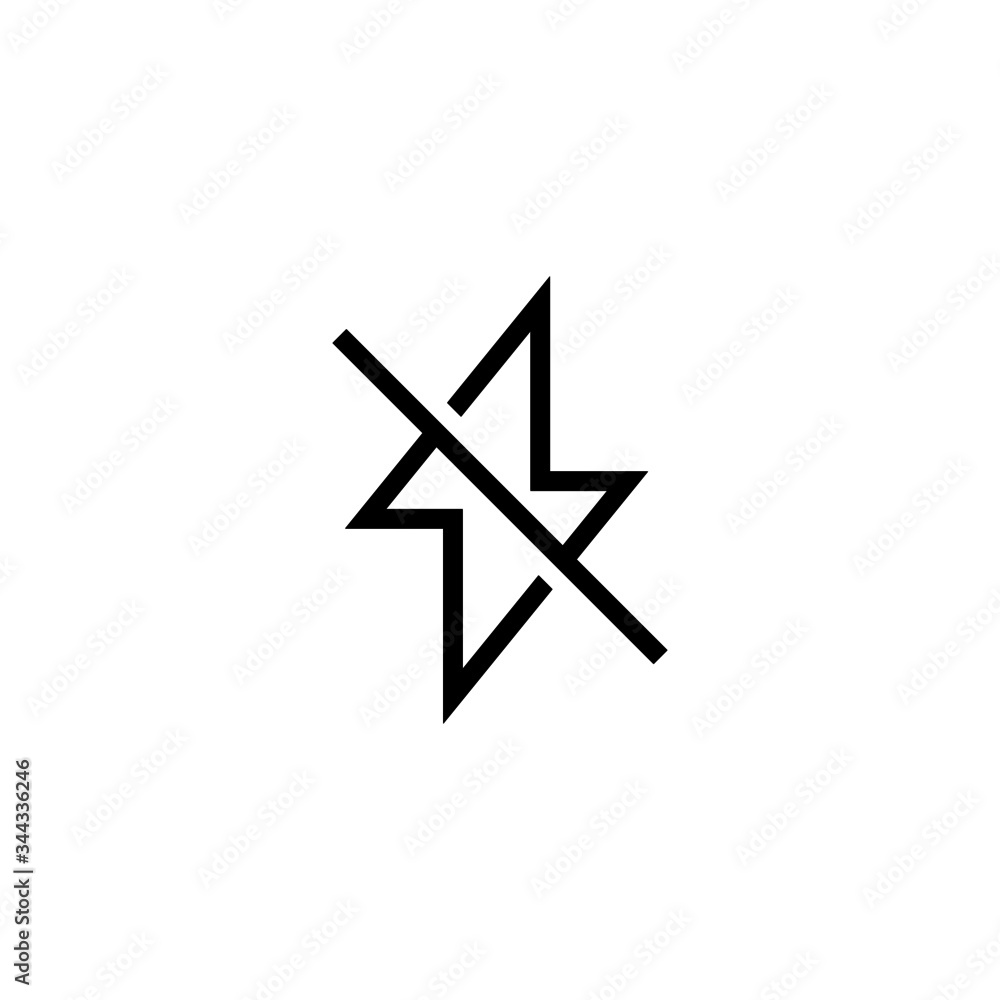 Flash off vector icon in linear, outline icon isolated on white background Flash off vector icon in linear, outline icon isolated on white background
