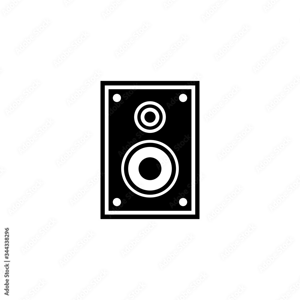 Subwoofer speaker icon vector in black solid flat design icon isolated on white background Subwoofer speaker icon vector in black solid flat design icon isolated on white background