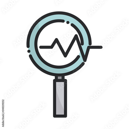 magnifying glass search health care equipment medical line and fill icon