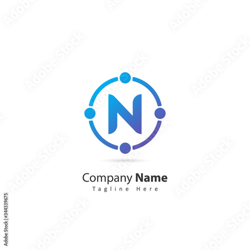 initial letter N logo with circle and dot element. design vector illustration people logo. logo for company. icon