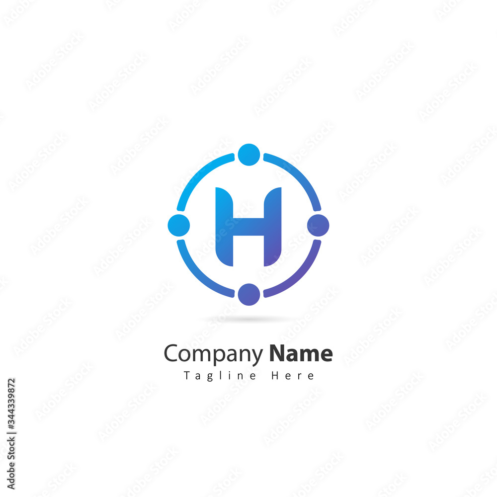 initial letter H logo with circle and dot element. design vector illustration people logo. logo for company. icon initial letter H logo with circle and dot element. design vector illustration people logo. logo for company. icon