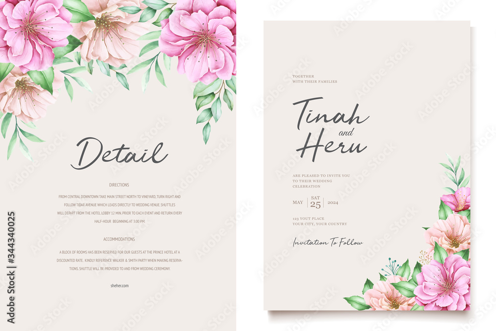 beautiful wedding invitation cherry blossom design