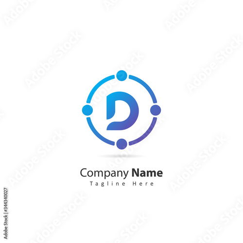 initial letter D logo with circle and dot element. design vector illustration people logo. logo for company. icon