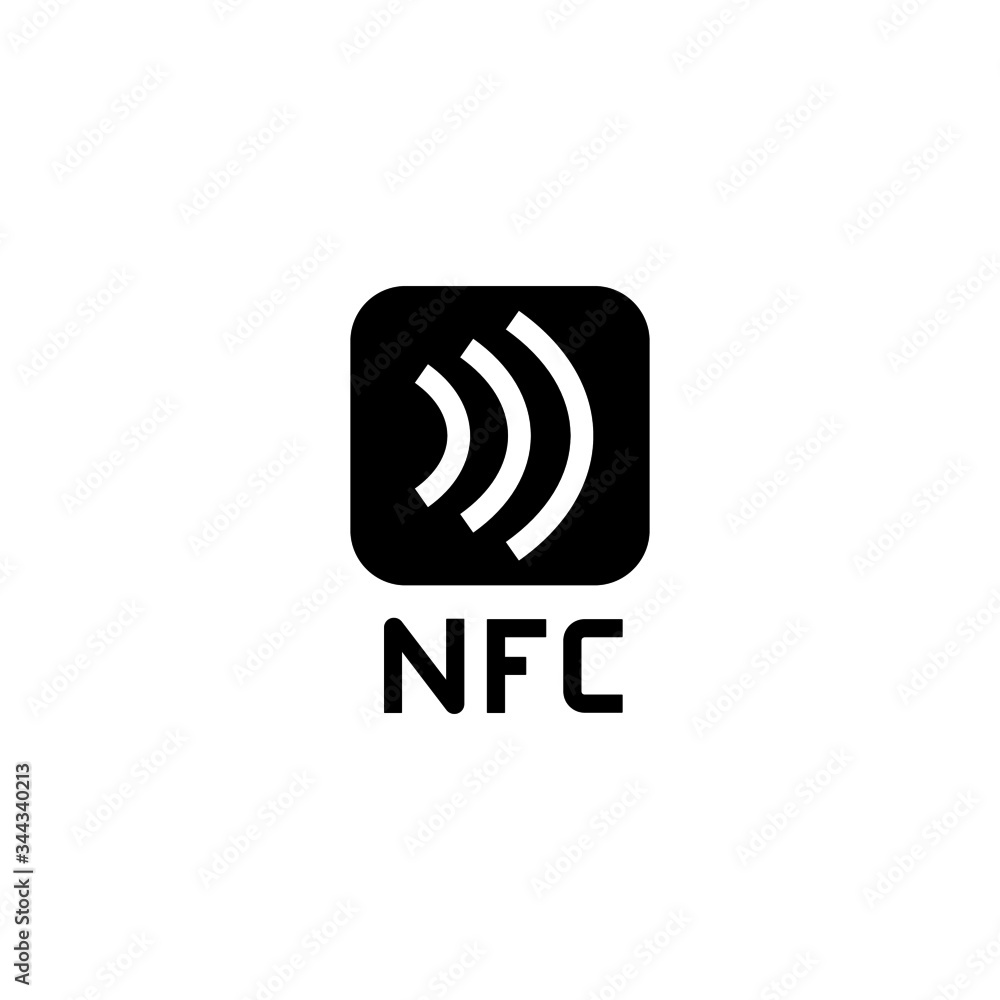 Near field communication icon in black solid flat design icon isolated on white background Near field communication icon in black solid flat design icon isolated on white background