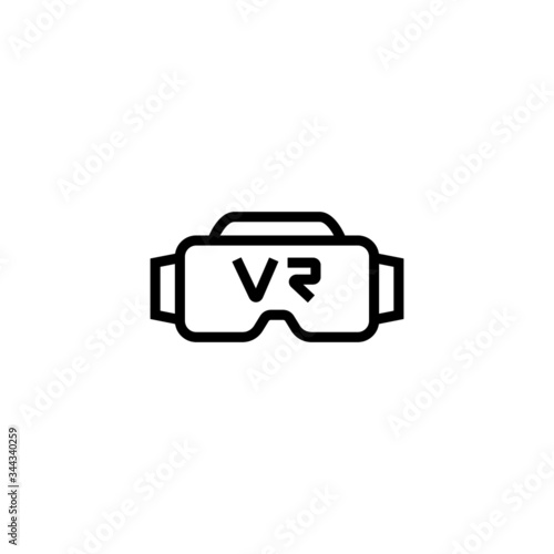 Vr glasses icon in linear, outline icon isolated on white background