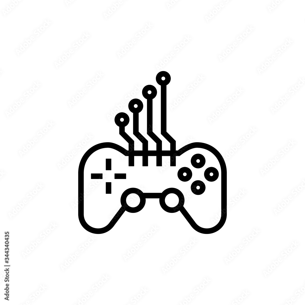 Game control vector icon in linear, outline icon isolated on white background Game control vector icon in linear, outline icon isolated on white background